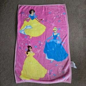 Vintage Disney Baby Plush Blanket Pink Princess Snow White Belle Cinderella